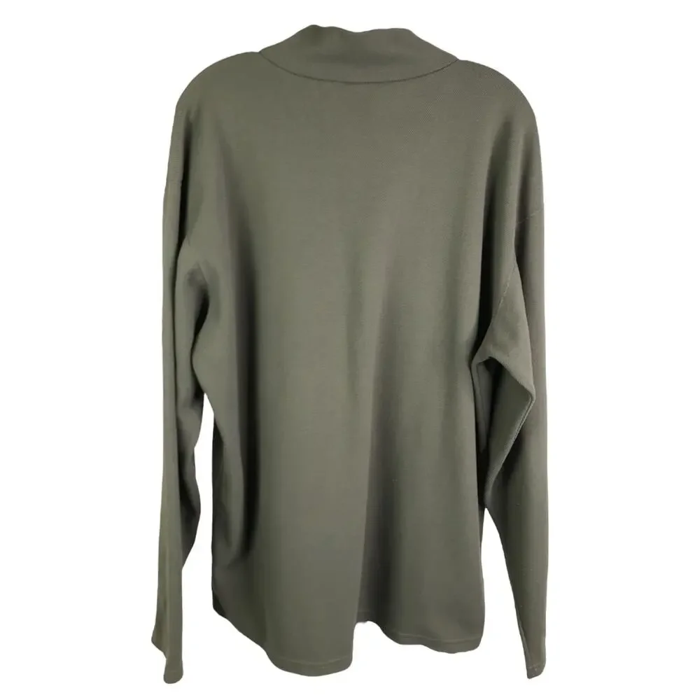 The North Face Sweatshirt Mens Sz L Olive Green Micro Fleece 1/4 Zip Long Sleeve